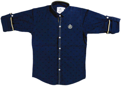 MashUp Boy's Printed Party Dark Blue Shirt