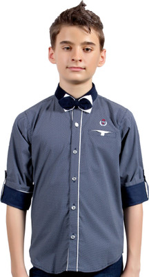 

MashUp Boy's Printed Party Dark Blue Shirt, Navyblue