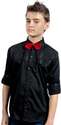 

MashUp Boy's Solid Party Black Shirt