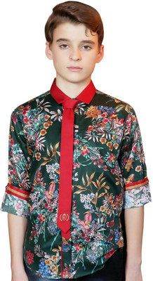 

MashUp Boy's Printed Party Multicolor Shirt, Green
