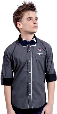

MashUp Boy's Printed Party Grey Shirt, Black
