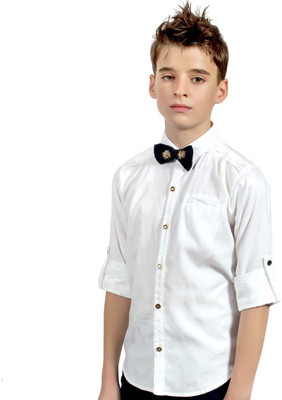 

MashUp Boy's Printed Party White Shirt