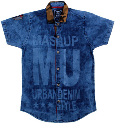 

MashUp Boy's Printed Party Blue Shirt