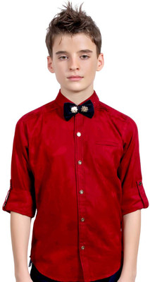 

MashUp Boy's Printed Party Red Shirt, Maroon