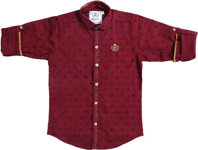 

MashUp Boy's Printed Party Maroon Shirt, Red