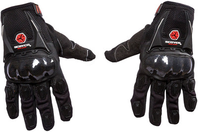 

Autofy Scoyco Pre Curved Armour Anti Slip Full Finger Biking Riding Gloves (, Black