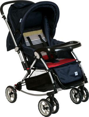 

MeeMee Premium Baby Pram with Rocker Function, Rotating Wheels & Adjustable Seat_Black Pram(3, Black)