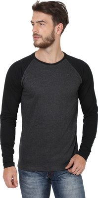 

SayItLoud Solid Men' Round Neck Black, Grey T-Shirt