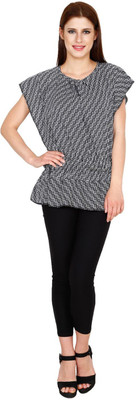 TEEMOODS Casual Batwing Sleeve Geometric Print Women Black Top