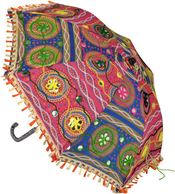 

Lal Haveli Wedding Decoration Cotton Embroidered Women Sun Umbrella(Multicolor)