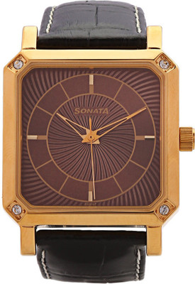 

Sonata 7087YL02 Bold Gold Watch - For Men