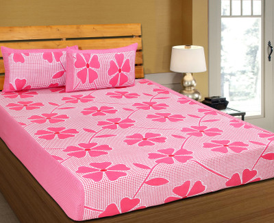 

Zesture 160 TC Cotton Double Floral Bedsheet(Pack of 1, Pink)