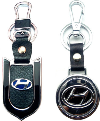 

City Choice Combo of Hyundai Revolving Leather-Metal Hook Locking Key Chain(Multicolor)