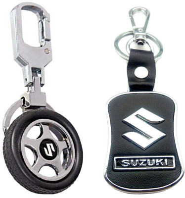 

City Choice New Combo of Suzuki Wheel Hook Locking Key Chain(Black, Silver)