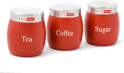 

KCL Barrel - 500 ml Steel Tea Coffee & Sugar Container(Pack of 3, Red)