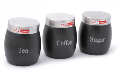 

KCL Barrel - 500 ml Steel Tea Coffee & Sugar Container(Pack of 3, Black)