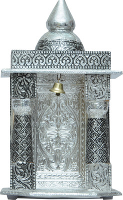 

Pavitra Ghar 5" x 4" x 10.5" Small Oxidize Carving Temple Wooden, Aluminium Home Temple(Height: 15 cm)