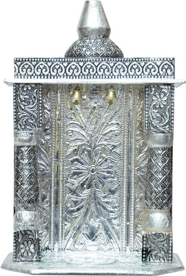 

Pavitra Ghar 7" x 4" x 12.5" Small Oxidize Carving Temple Wooden, Aluminium Home Temple(Height: 20 cm)