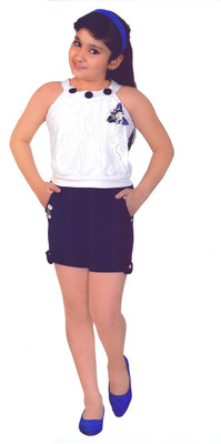 

Hey Baby Girls Party(Festive) Top Shorts(White