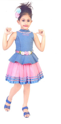 

Hey Baby Girls Party(Festive) Top Skirt(Blue
