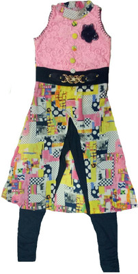 

Kid n Kids Girls Festive & Party Kurti and Legging Set(Multicolor Pack of 1, Multicolour