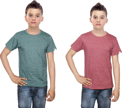 

IndiWeaves Boys Solid Cotton T Shirt(Multicolor, Pack of 2, Brown;green