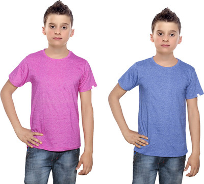 

IndiWeaves Boys Solid Cotton T Shirt(Multicolor, Pack of 2, Blue;pink