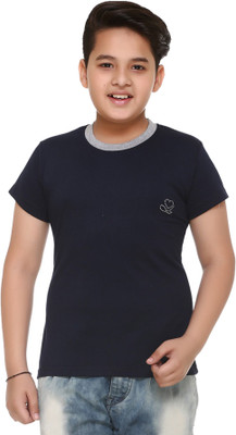 

Shaun Boys Printed Cotton T Shirt(Dark Blue, Pack of 1