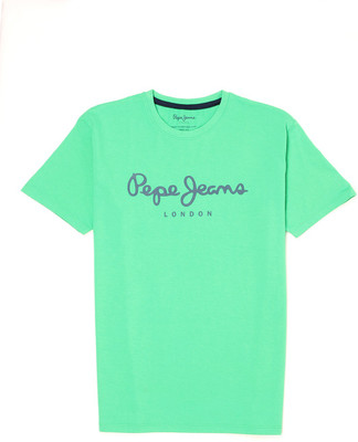 

Pepe Jeans Boys Graphic Print Cotton T Shirt(Green, Pack of 1, Sport green