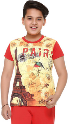 

Shaun Boys Printed Cotton T Shirt(Red, Pack of 1