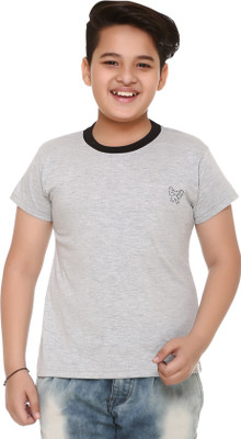 

Shaun Boys Printed Cotton T Shirt(Grey, Pack of 1