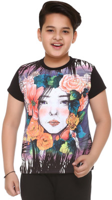 

Shaun Boys Printed Cotton T Shirt(Black, Pack of 1