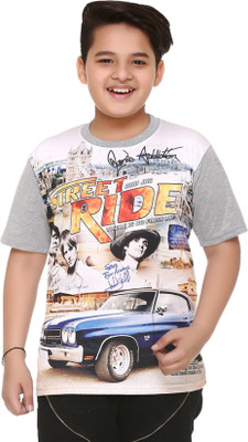 

Shaun Boys Printed Cotton T Shirt(Grey, Pack of 1