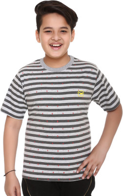 

Shaun Boys Printed Cotton T Shirt(Grey, Pack of 1