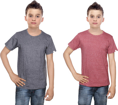 

IndiWeaves Boys Solid Cotton T Shirt(Multicolor, Pack of 2, Black;brown