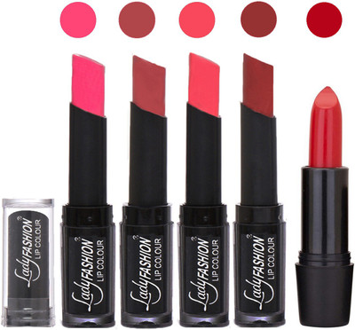 

Lady Fashion Brand New Imported Creme Matte Long Lasting Lipstick with Rythm Set of 5 Beautiful Colors 2004201709(Magenta, Mauve, Pink, Maroon)