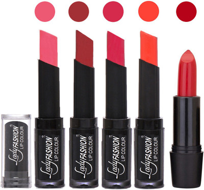

Lady Fashion Professional New Soft Creme Matte Long Lasting Lipstick Combo With Rhythm 5 Modern Shades Combo 02(Baby Pink, Redish Maroon, Dark Magenta, Hot Orange)