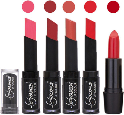

Lady Fashion Top Quality Makeup Creme Matte Lipstick Long Lasting Effect With Rythm of 5 lip colors 03(Baby Pink, Redish Maroon, Nude, Orange)