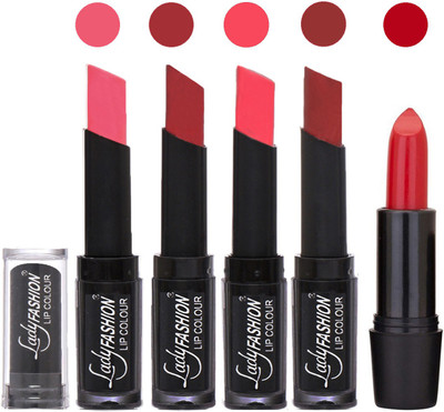 

Lady Fashion Professional New Soft Creme Matte Long Lasting Lipstick Combo With Rhythm 5 Modern Shades Combo 03(Baby Pink, Redish Maroon, Pink, Maroon)
