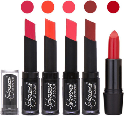 

Lady Fashion Brand New Imported Creme Matte Long Lasting Lipstick with Rythm Set of 5 Beautiful Colors 20042017012(Dark Magenta, Hot Orange, Pink, Maroon)
