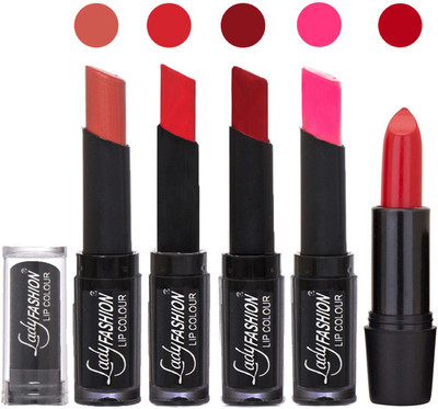 

Lady Fashion Professional New Soft Creme Matte Long Lasting Lipstick Combo With Rhythm 5 Modern Shades Combo 05(Nude, Orange, Red, Dark Pink)