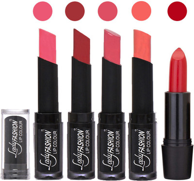 

Lady Fashion Top Quality Makeup Creme Matte Lipstick Long Lasting Effect With Rythm of 5 lip colors 04(Baby Pink, Redish Maroon, Mauve, Peach)