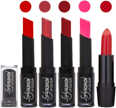 

Lady Fashion Professional Cosmetics Lipstick Long Lasting Creme Matte with Rythm Combo 04(Tametto Red, Hot Pink, Red, Dark Pink)