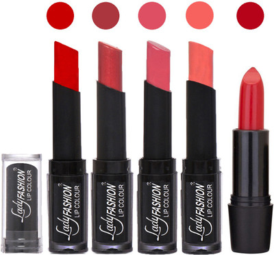 

Lady Fashion Professional Cosmetics Lipstick Long Lasting Creme Matte with Rythm Combo 03(Tametto Red, Hot Pink, Mauve, Peach)