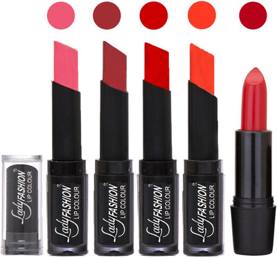 

Lady Fashion Professional New Soft Creme Matte Long Lasting Lipstick Combo With Rhythm 5 Modern Shades Combo 01(Baby Pink, Redish Maroon, Tametto Red, Brick Orange)