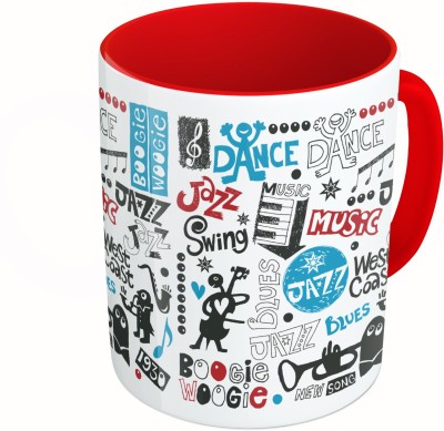 

MiiCreations Printed Two Tone Red And White Music Pattern Ceramic Mug(325 ml)