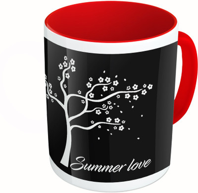 

MiiCreations Printed Two Tone Red And White Summer Love Ceramic Mug(325 ml)
