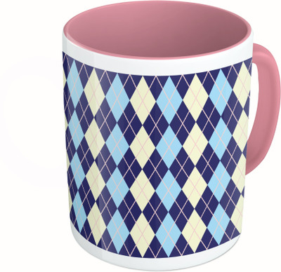 

MiiCreations Printed Two Tone Pink And White Pink Diamond Pattern Ceramic Mug(325 ml)
