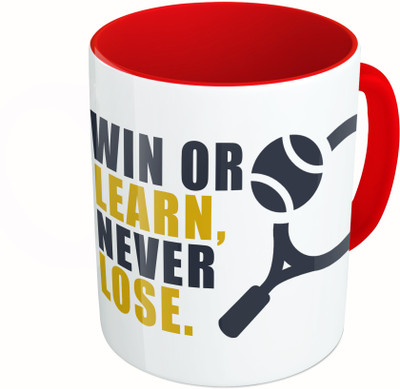 

MiiCreations Printed Two Tone Red And White Win Or Learn, Never Lose Ceramic Mug(325 ml)