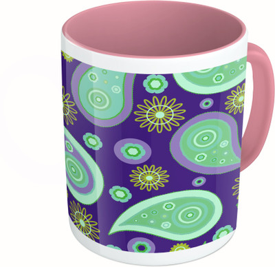 

MiiCreations Printed Two Tone Pink And White Colorfull Pattern Ceramic Mug(325 ml)